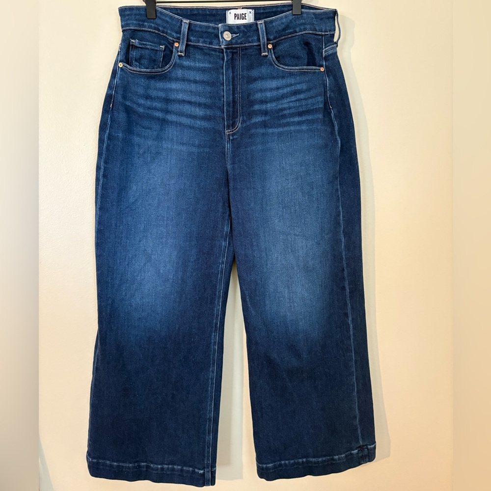 PAIGE Spotlight Wide-Leg High-Rise Jeans, Size 33